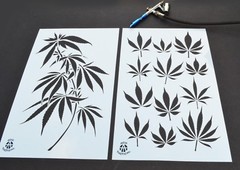 2PK Painting Stencils Camouflage Airbrush Craft cannabis Marijuana Pot leaf CAMO