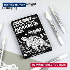 White Acrylic Paint Markers 8 Pack, Dual Tip 0.7mm & 3mm Acrylic Paint Pens, for