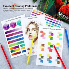 80 Colored Pencils, Soft Core Color Pencil Set for Adult Coloring Books Artist..