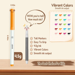 Lexio Washable Markers for Kids, 20 Vibrant Coloring, Washable Non Toxic Markers