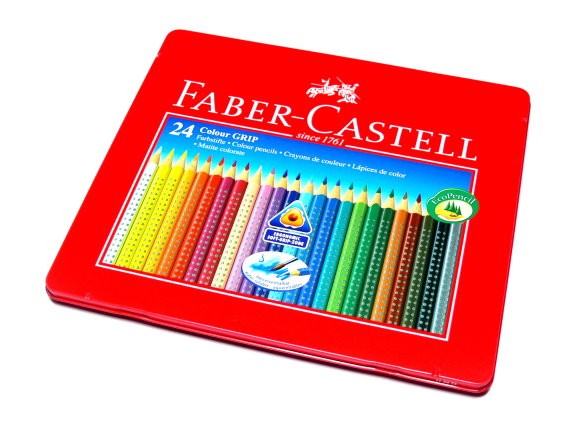 Faber Castell 112423 Grip 2001 Set Colour Grip Pencil Tin 24 PB572