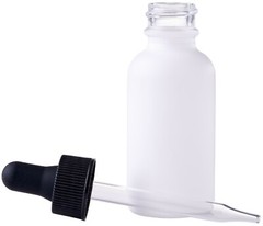 White Coated Boston Round Glass bottles Black Dropper Cap 1 oz / 30 ml 24 Pack