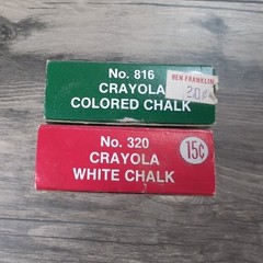 Vintage Binney & Smith Crayola No. 816 Colored & No. 320 White Chalk In Boxes