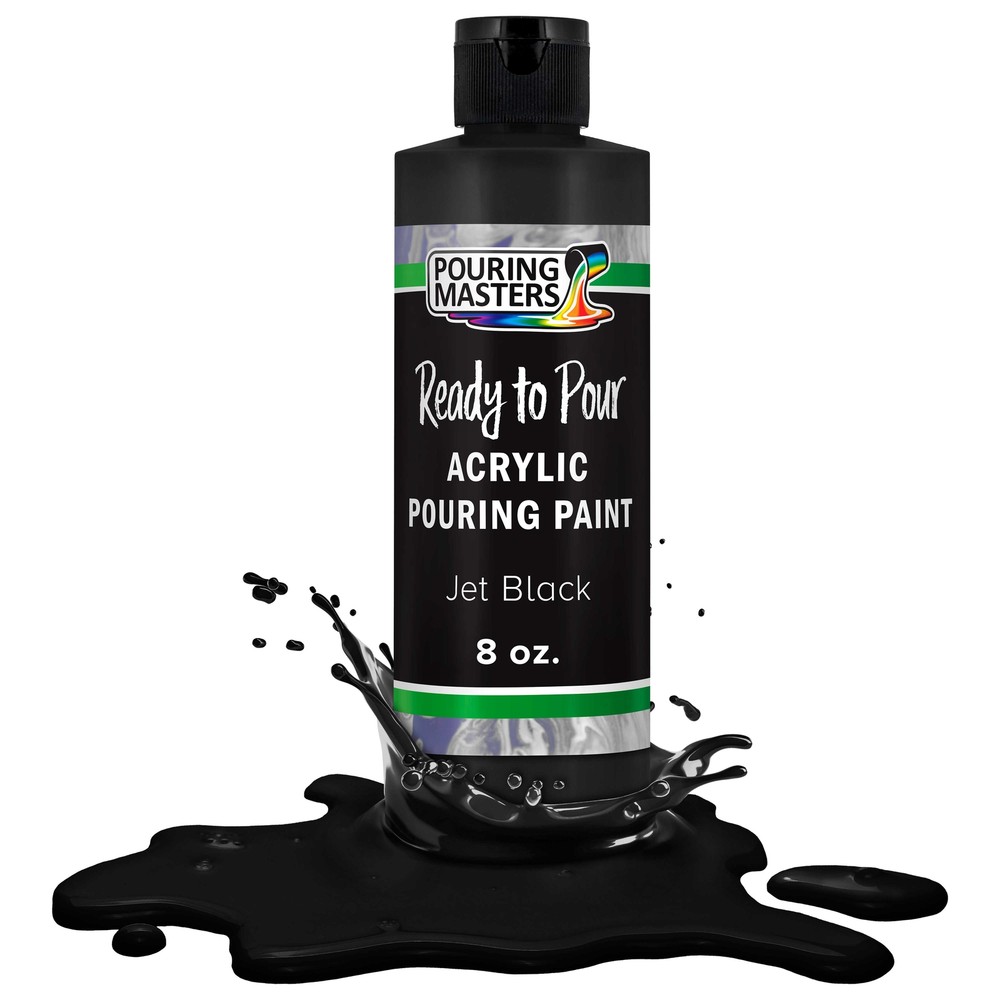Pouring Masters Jet Black 8-Ounce Bottle of Water-Based Acrylic Pouring Paint