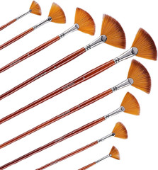 Fan Paint Brush Set of 9 Pcs, Professional Artist Acrylic Paint Brushes Set with
