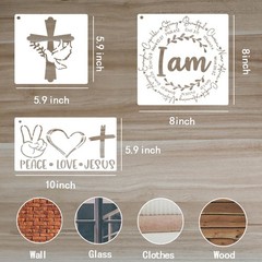 Gzfwthl 22pcs Christian Stencils for Painting 5.9*5.9in, 10*6in, 8*8in, white