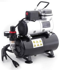 Upgraded Airbrush Single-Piston Oil-free Mini Compressor ABPST08 w/ Cooling Fan