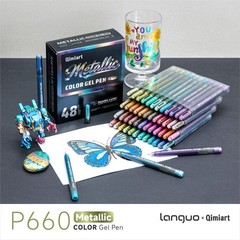 48 Colors Metallics Gel Pens, Glitter Gel Pens Set with 1.0mm Tip, Smooth Wri…