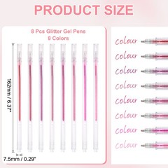 1 mm Glitter Gel Pens, 8 Pcs Fine Point Colored Gel Pens, Red Series
