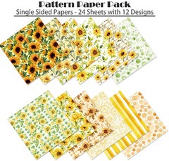YASMEN Sunflower Pattern Scrapbook Paper 6X6, Decorative 6″×6″,