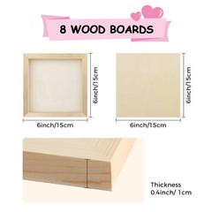 8 Pack 6 x 6 inch Wood Panel Boards,Unfinished Frames 6″×6″ 8 Pack, wood