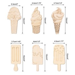 Ice Cream Shaped Wooden Cutouts, DIY Wood for Painting Cutouts for Art, 30 Set