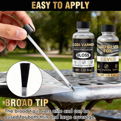 Liquid Silver Leaf Paint Kit, Water-Based Metallic Silver Paint, Quick Dry with