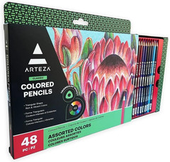 Arteza Colored Pencils, 48 Colors, Soft, Highly-Pigmented, Wax-Based Core Pencil