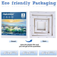 Halobios 3 Packs Stretched Canvases for Painting with 4×4 Inch, 6×6 Inch, 8×8…