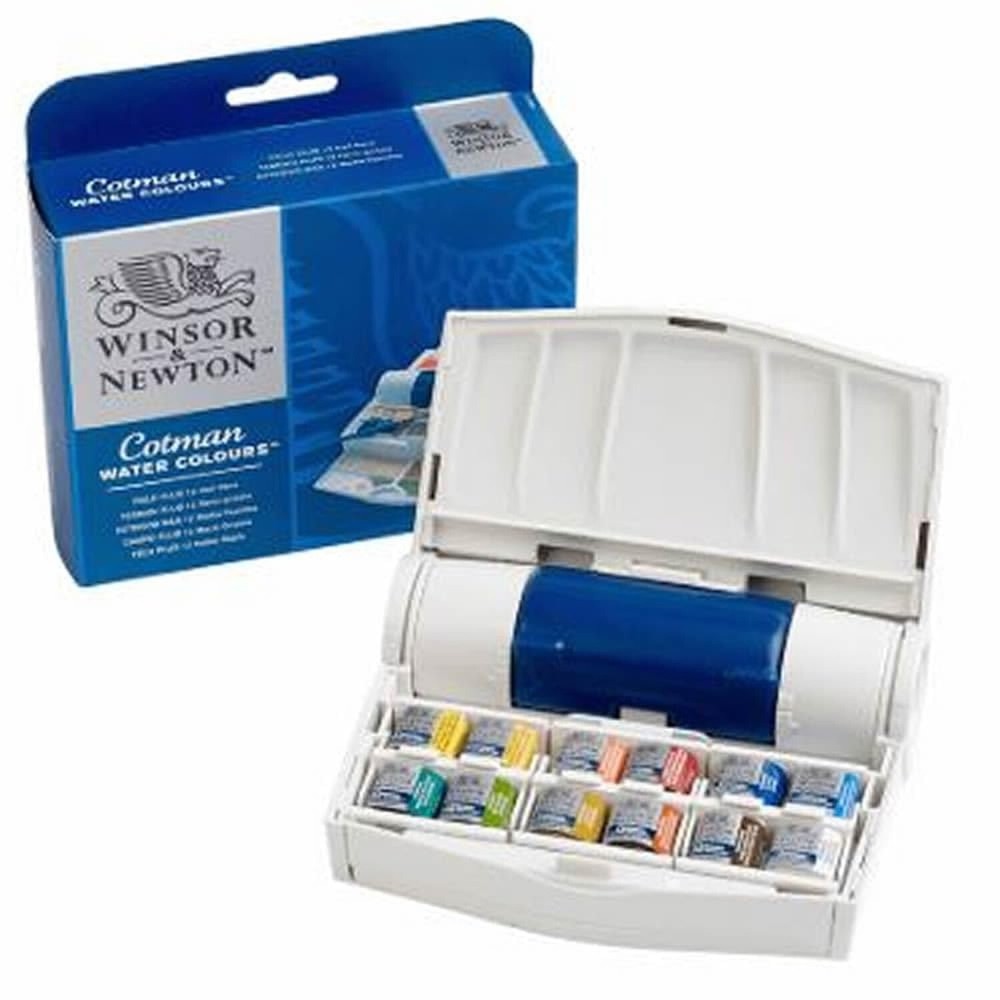 Winsor & Newton Cotman Watercolor Paint Set, Field Travel Set, 12 Half Pan w/…