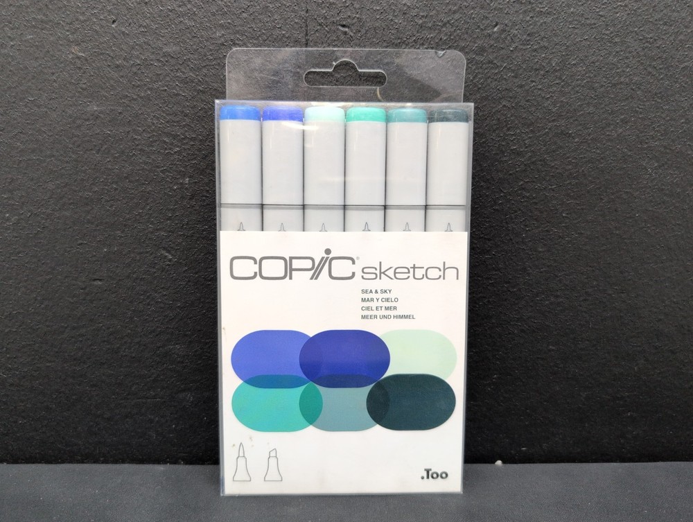 Copic Sketch Sea & Sky Blue Alcohol Refillable Markers Pen Set 6Pc Multicolor