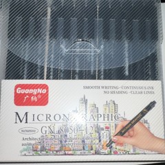 GuangNa Micron Graphic Fineliner Pen Set, Matte Black, 12pcs GN.8050-12