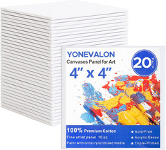 Mini Canvas for Painting 4×4 inch, 20 Pack Small Painting Canvases for Novice…