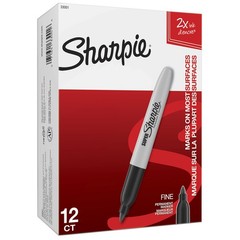 Sharpie Super Permanent Markers, Fine Point, 12 Count (Pack of 1), Black