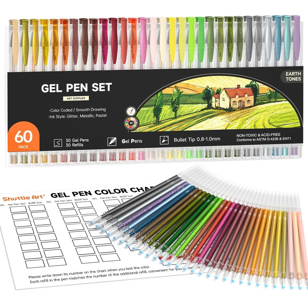 Shuttle Art 60 Pack Earth Tone Gel 1 Count (Pack of 60), 60
