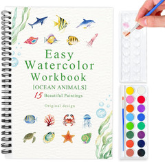 Watercolor Workbook Flower Plants, 15 Different Patterns of Original DIY Designs