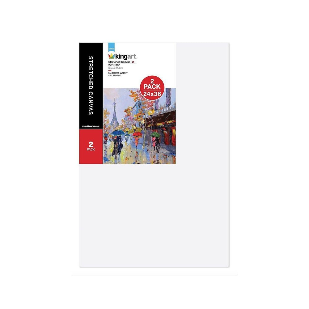 Stretched White Canvas Set – Rectangle, 24×36 Inch, 2-Pack – 100% Cotton, Tri…