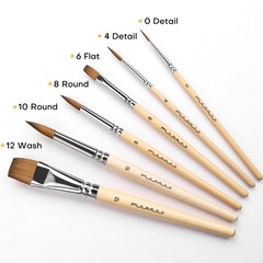Sable Travel Watercolor Brushes, Fuumuui 6pcs Kolinsky Sable Watercolor Trave…