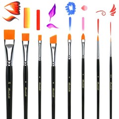 8 PCS Black Face Paint Brushes Pro Artist Body Painting Acrylic Watercolor