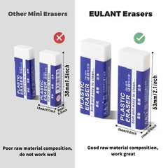 EULANT Pencil Erasers 10 Pieces, White 2B Rubbers for 10 Pack,