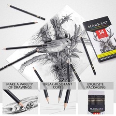 MARKART Professional Drawing Sketching Pencil Set – 14 Pieces,Graphite,12B – …