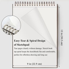 Durable 9″ x 12″ Acid-Free Spiral Sketch Book – Perfect for Drawing and Painting
