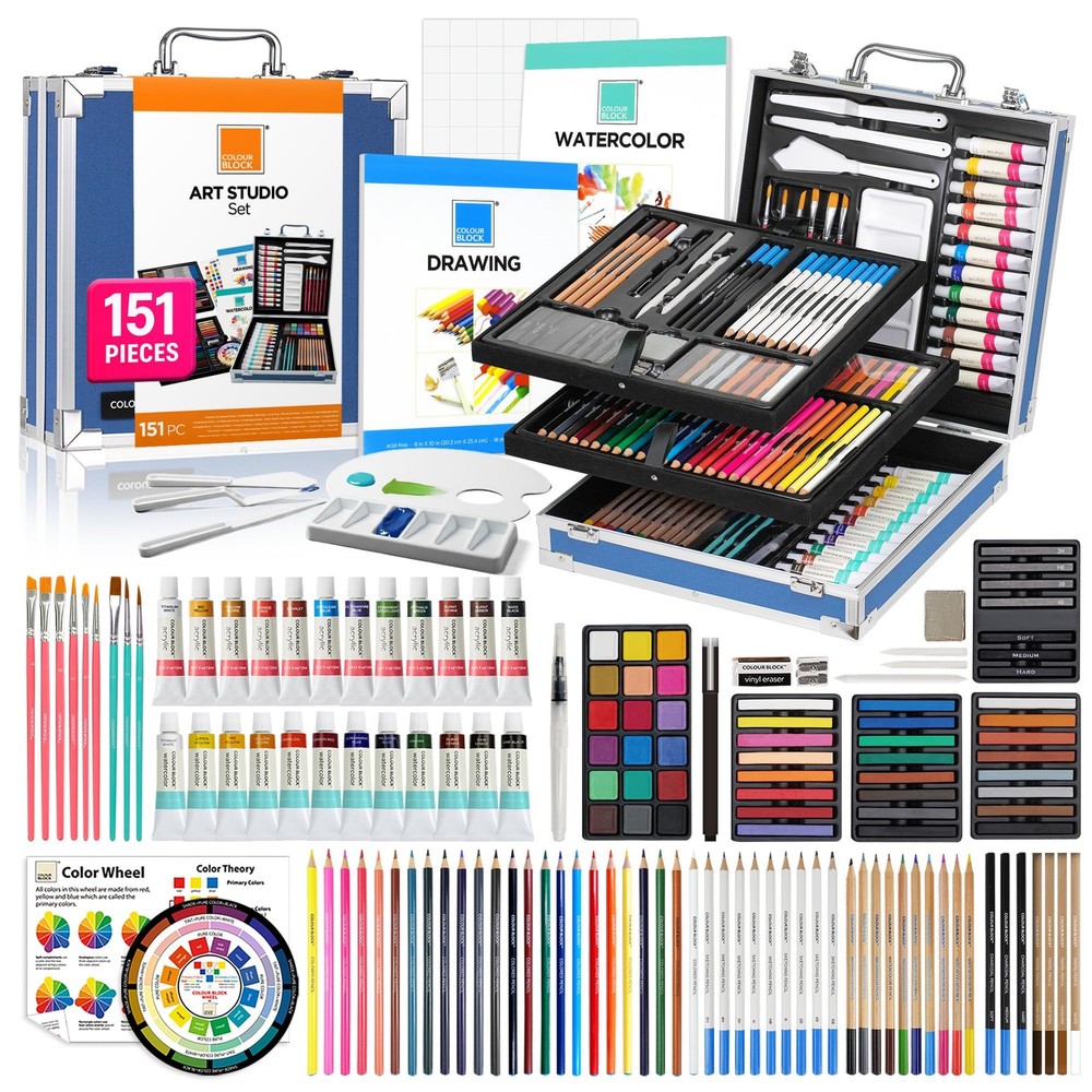 151pc Professional Art Supply Set With Mixed Media Supplies Paint Kit & Brushes