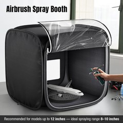 Portable Airbrush Spray Booth for Model Painting – 19″x19″x19″, LED Light, Folda