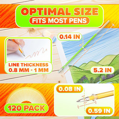 120 Pcs Assorted Glitter Gel Pen Refills for Adult Coloring – Colored Gel Pens R