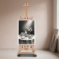86.61″ Wood Studio Artist Easel Painting Art Easel Standing H-Frame Adjustable..