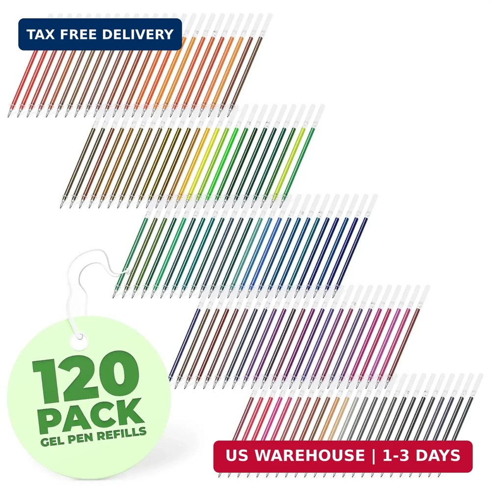 120 Pcs Assorted Glitter Gel Pen Refills for Adult Coloring – Colored Gel Pens R