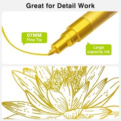 SFAIH Gold Paint Markers Pens – 4 Pack 0.7MM Fine Tip Metallic Acrylic Markers f