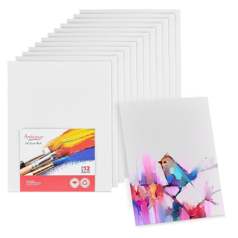 Canvases for Painting 12 Packs – 8 x 10” Blank Canvas 100% Cotton Painting Ca…