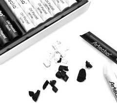12Pcs Oil Pastels 6 White 6 Black Soft Art Painting Blending Oil Crayons 10x70mm
