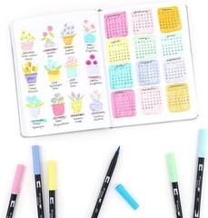 Art Deco 10-Pack Pastel Brush and Fine Tip Markers – Water-Based & Acid-Free