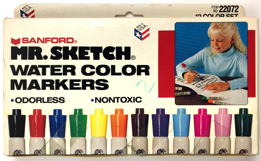 1991 Sanford Mr. Sketch Water Color Markers 12 Color Set No. 22072 UNSCENTED