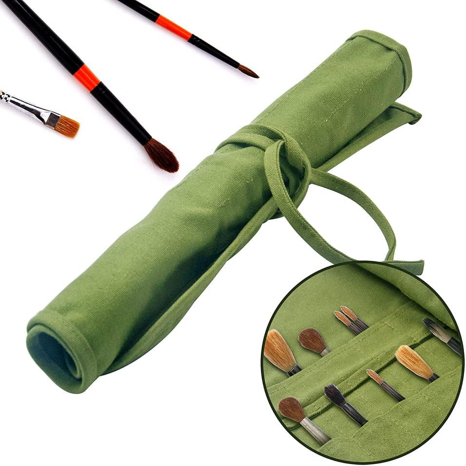 Canvas Paint Brush Organizer – 22 Pocket Holder for Acrylic, Oil, Watercolor & G