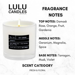 Lulu Candles | Gardenia | Luxury Scented Soy Jar Candle | Hand 9 Oz., Clear