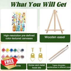 ICYANART 4 Pack Paint by Numbers kit for Adults with Frame and Wooden Easel, …