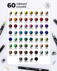 JusArt 60 Colors Automatic Ink Control Acrylic Paint Markers Dual Tip w/Case New