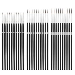30pcs Detail Paint Brushes, Fine Tip Paint Brush with 3 Sizes #0#00#000 Black