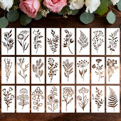 24Pcs Flower Stencils, Floral Stencils for 5.9 x 2.95 inches, Flower-24pcs
