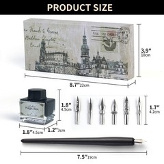 FEATTY Dip Pen for Drawing with ink – Antique Wooden Calligraphy Kits for beg…