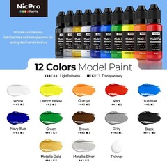 12 Colors Ready to Use Enamel-Like Gloss Finish Model Paint Set 20ml